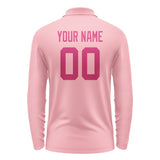 Custom Light Pink Pink Long Sleeve Polo Shirt