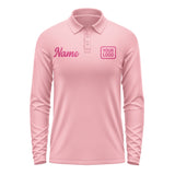 Custom Light Pink Pink Long Sleeve Polo Shirt