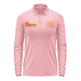 Custom Light Pink Orange Long Sleeve Polo Shirt
