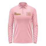 Custom Light Pink Khaki Long Sleeve Polo Shirt