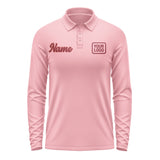 Custom Light Pink Crimson Red Long Sleeve Polo Shirt