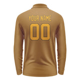 Custom Khaki Yellow Long Sleeve Polo Shirt