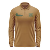 Custom Khaki Green Long Sleeve Polo Shirt