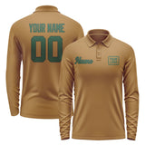 Custom Khaki Green Long Sleeve Polo Shirt