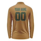 Custom Khaki Dark Green Long Sleeve Polo Shirt