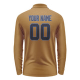 Custom Khaki Navy Long Sleeve Polo Shirt