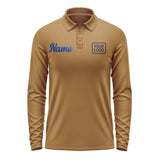 Custom Khaki Navy Long Sleeve Polo Shirt