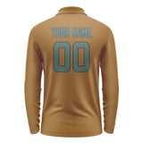 Custom Khaki Blue Green Long Sleeve Polo Shirt