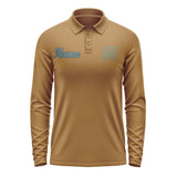 Custom Khaki Blue Green Long Sleeve Polo Shirt
