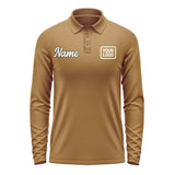 Custom Khaki Cream Long Sleeve Polo Shirt