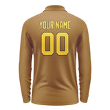 Custom Khaki Gold Long Sleeve Polo Shirt