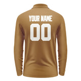 Custom Khaki White Long Sleeve Polo Shirt