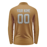 Custom Khaki Gray Long Sleeve Polo Shirt