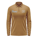 Custom Khaki Gray Long Sleeve Polo Shirt