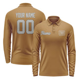 Custom Khaki Gray Long Sleeve Polo Shirt