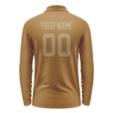 Custom Khaki Light Khaki Long Sleeve Polo Shirt
