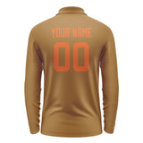 Custom Khaki Orange Long Sleeve Polo Shirt