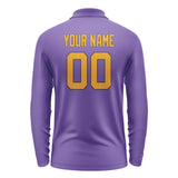 Custom Light Purple Yellow Long Sleeve Polo Shirt