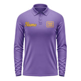 Custom Light Purple Yellow Long Sleeve Polo Shirt