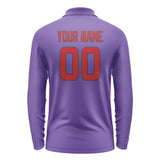 Custom Light Purple Red Long Sleeve Polo Shirt