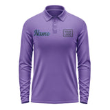 Custom Light Purple Navy Long Sleeve Polo Shirt