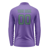 Custom Light Purple Blue Green Long Sleeve Polo Shirt