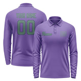 Custom Light Purple Blue Green Long Sleeve Polo Shirt