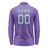 Custom Light Purple Light Blue Long Sleeve Polo Shirt
