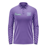 Custom Light Purple Light Blue Long Sleeve Polo Shirt