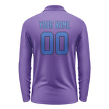 Custom Light Purple Sky Blue Long Sleeve Polo Shirt