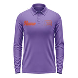 Custom Light Purple Coral Red Long Sleeve Polo Shirt