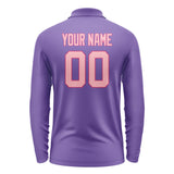 Custom Light Purple Light Pink Long Sleeve Polo Shirt