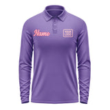 Custom Light Purple Light Pink Long Sleeve Polo Shirt