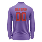 Custom Light Purple Red Long Sleeve Polo Shirt