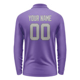 Custom Light Purple Gray Long Sleeve Polo Shirt