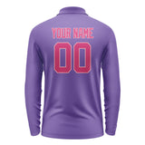 Custom Light Purple Pink Long Sleeve Polo Shirt