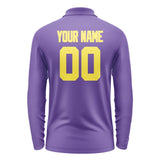 Custom Light Purple Light Yellow Long Sleeve Polo Shirt