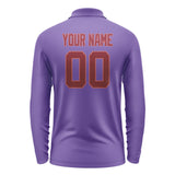 Custom Light Purple Crimson Red Long Sleeve Polo Shirt