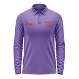 Custom Light Purple Crimson Red Long Sleeve Polo Shirt