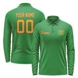 Custom Emerald Green Yellow Long Sleeve Polo Shirt