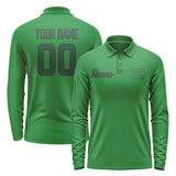 Custom Emerald Green Green Long Sleeve Polo Shirt