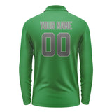 Custom Emerald Green Dark Grey Long Sleeve Polo Shirt