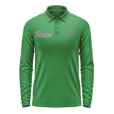 Custom Emerald Green Dark Grey Long Sleeve Polo Shirt