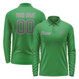 Custom Emerald Green Dark Grey Long Sleeve Polo Shirt
