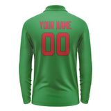 Custom Emerald Green Red Long Sleeve Polo Shirt