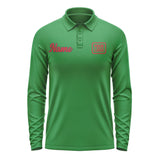 Custom Emerald Green Red Long Sleeve Polo Shirt