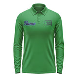 Custom Emerald Green Navy Long Sleeve Polo Shirt