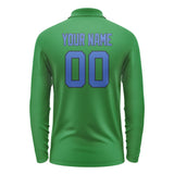 Custom Emerald Green Sky Blue Long Sleeve Polo Shirt
