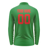 Custom Emerald Green Orange Red Long Sleeve Polo Shirt