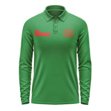 Custom Emerald Green Orange Red Long Sleeve Polo Shirt